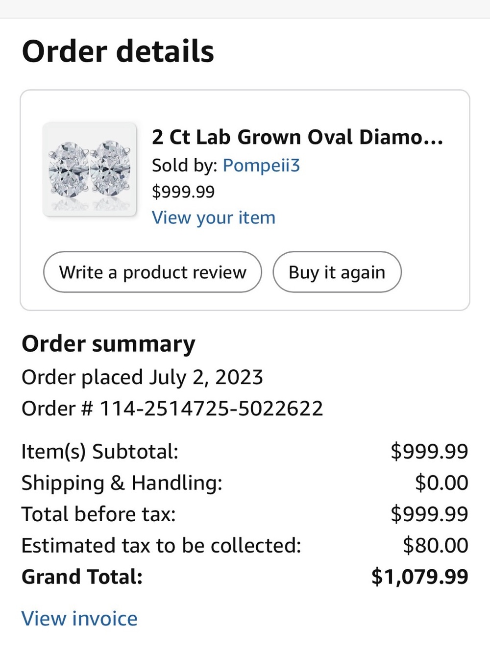 Pompeii3 White Gold 2 carrot Oval Lab-Grown Diamond Stud Earrings - Picture 11 of 11